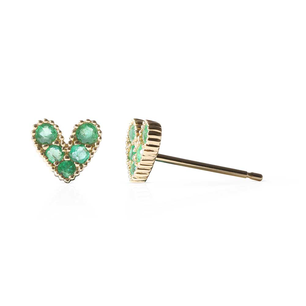 14K GOLD GREEN SAPPHIRE HEART EARRINGS