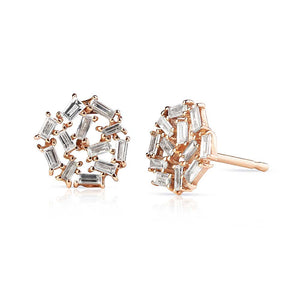 Baguette Diamond and Rose Gold Earrings