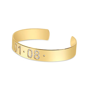 14K GOLD PERSONALIZED DIAMOND DATE CUFF
