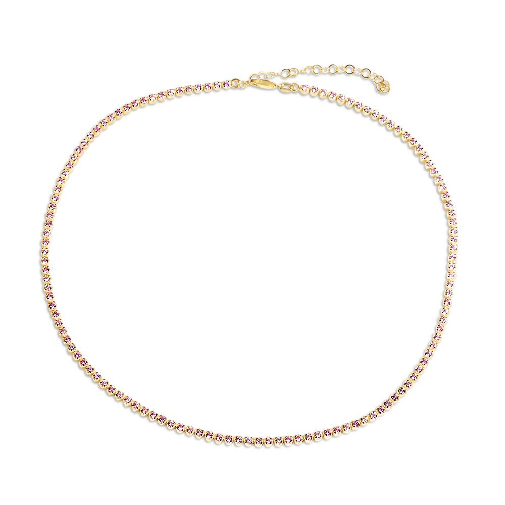 14K GOLD PINK SAPPHIRE TENNIS NECKLACE