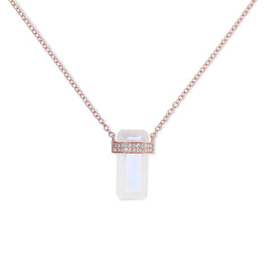 MOONSTONE CRYSTAL NECKLACE WITH DOUBLE DIAMOND BAND