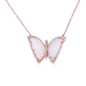 MOONSTONE AND DIAMOND BUTTERFLY NECKLACE