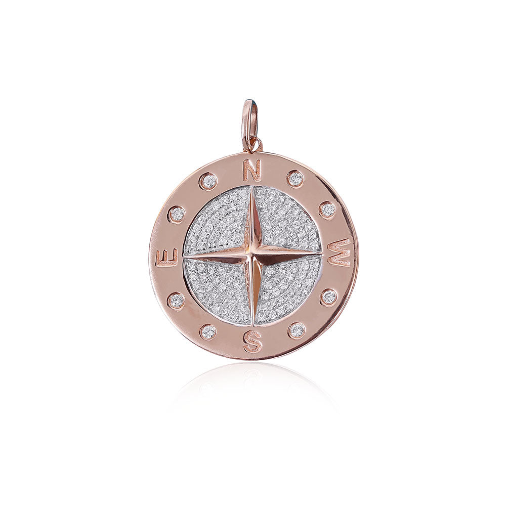 14K GOLD AND DIAMOND COMPASS ROSE CHARM