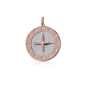 14K GOLD AND DIAMOND COMPASS ROSE CHARM