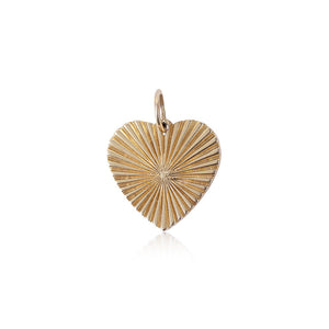 14K Yellow Gold Fluted Heart Charm