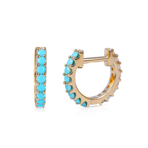 14K Turquoise and Diamond Reversible Huggie Earring