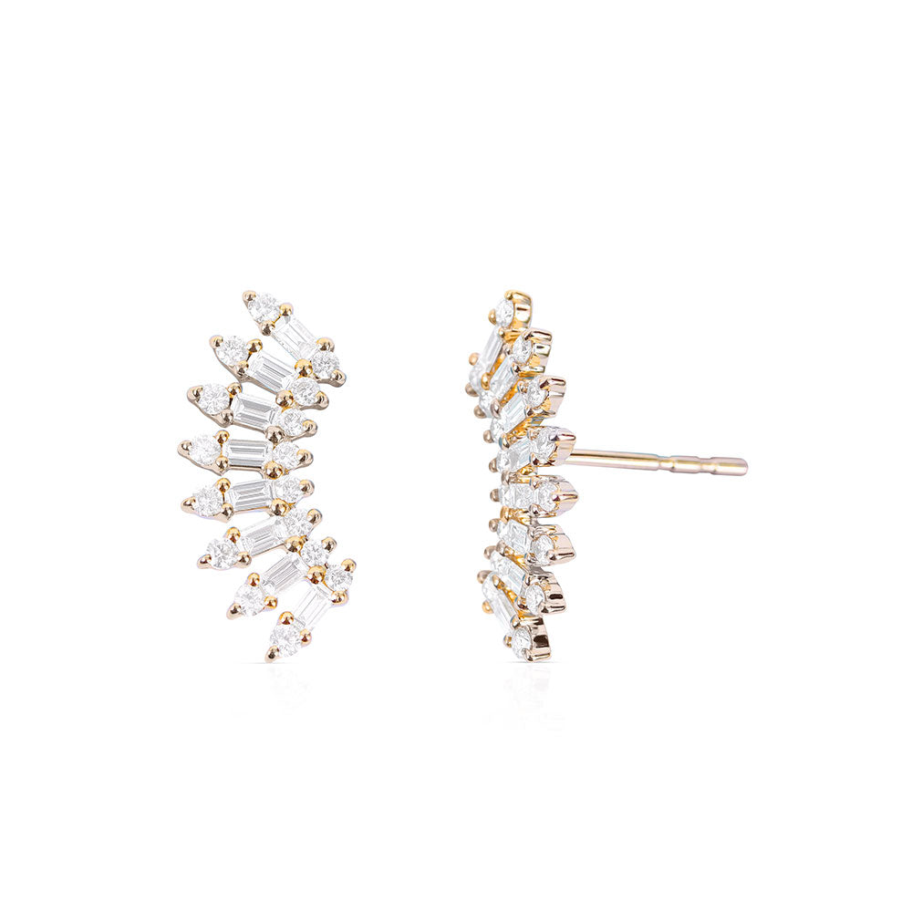 BAGUETTE DIAMOND CROWN CLIMBER EARRINGS