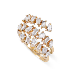 18K Yellow Gold Multishaped Coil Ring