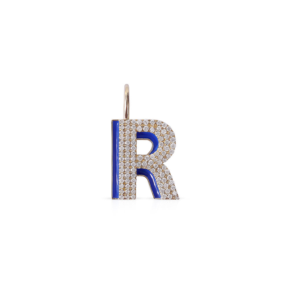 DIAMOND AND ENAMEL LETTER CHARM