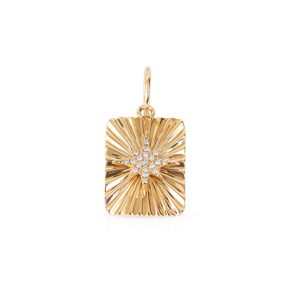 FLUTED 14K GOLD WITH DIAMOND STAR CHARM