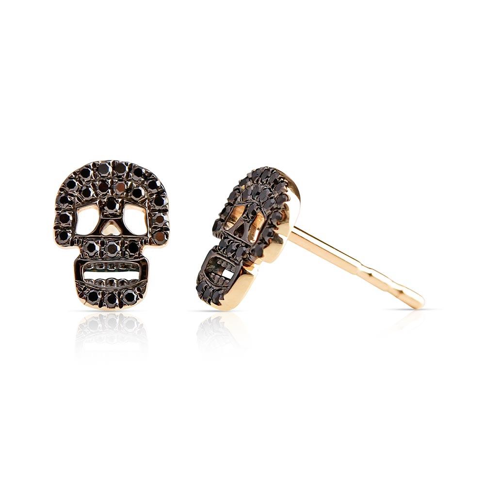 BLACK DIAMOND SKULL EARRINGS