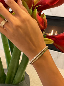 HALF EMERALD AND DIAMOND TENNIS BRACELET