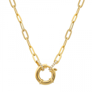 14K GOLD CHAIN NECKLACE WITH DIAMOND SPRING CLASP