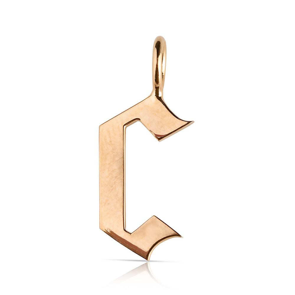 14K GOLD GOTHIC LETTER CHARM