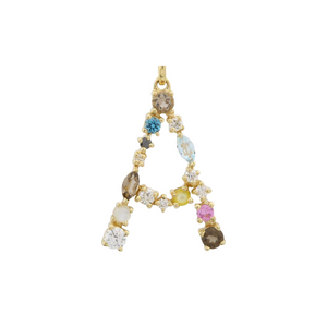 MIXED GEMSTONE LETTER CHARM
