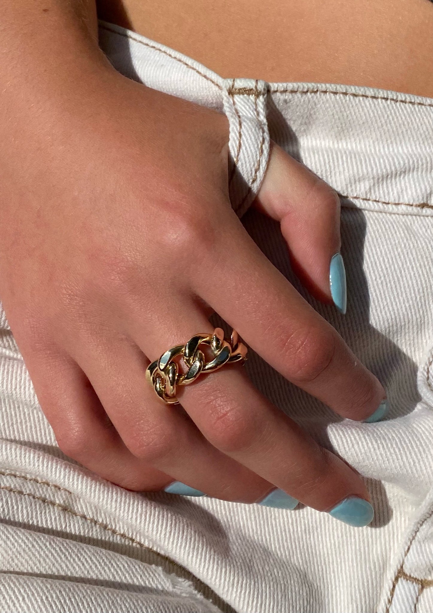JUMBO 14K GOLD CHAIN LINK RING