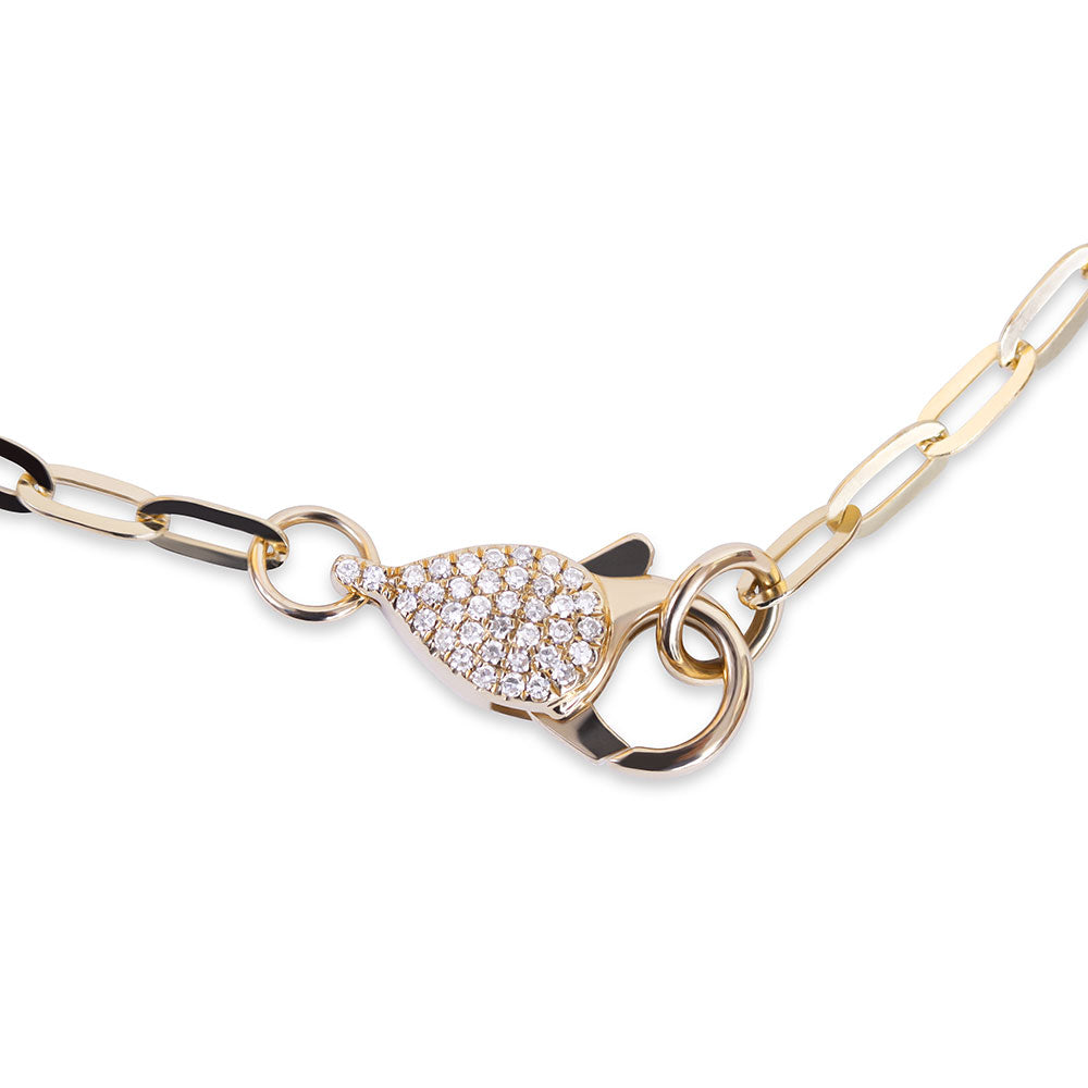  DIAMOND 14K GOLD CLASP PAPERCLIP BRACELET