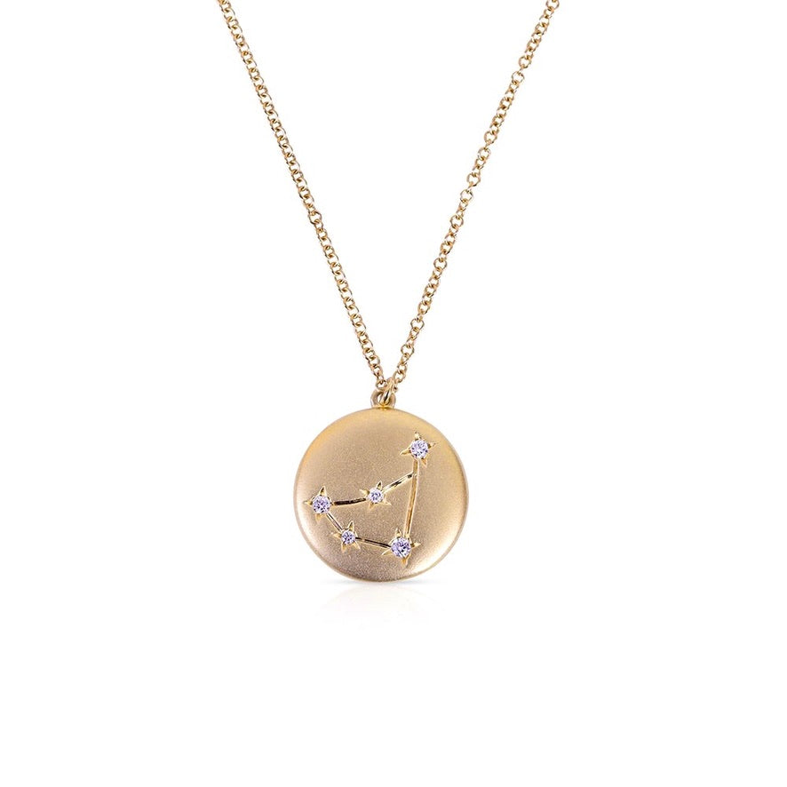 14K Yellow Gold Zodiac Constellation Necklace Pisces