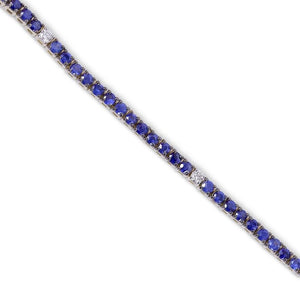 14K GOLD SAPPHIRE AND DIAMOND HALF PAPERCLIP CHAIN TENNIS BRACELET