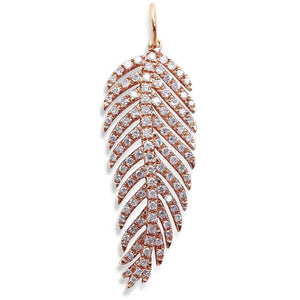 Gold leaf charm with diamonds