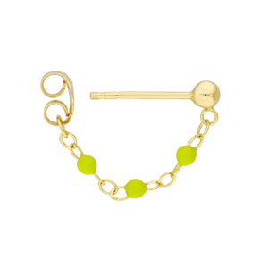 14K GOLD ENAMEL BEAD CHAIN EARRINGS