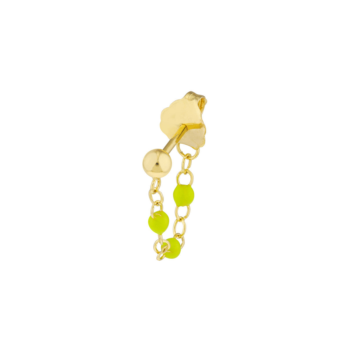 14K GOLD ENAMEL BEAD CHAIN EARRINGS