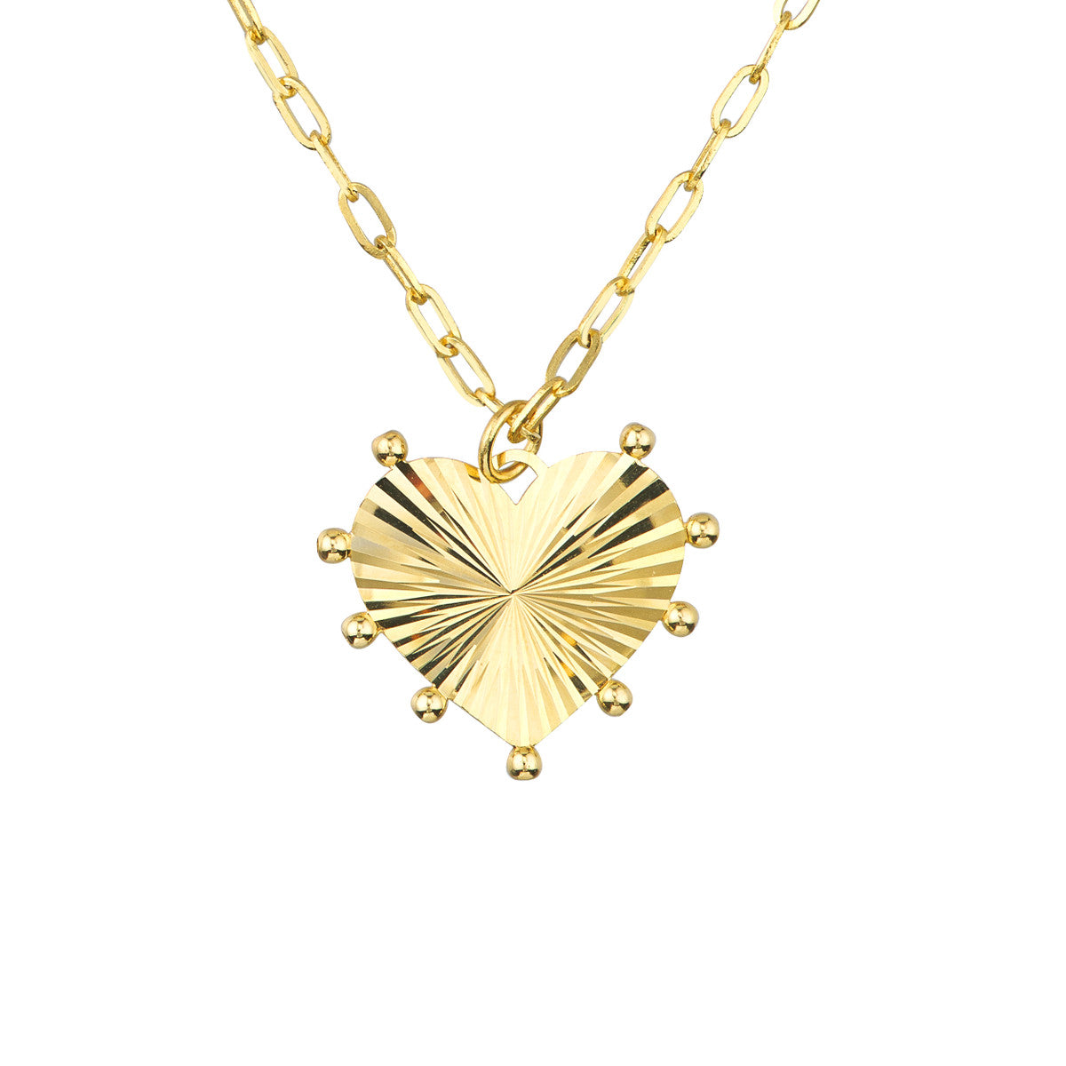 FLUTED GOLD HEART NECKLACE