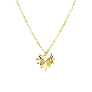 FLUTED GOLD HEART NECKLACE