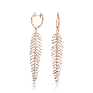 DIAMOND FEATHER DROP EARRINGS