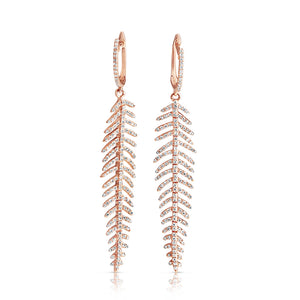 DIAMOND FEATHER DROP EARRINGS