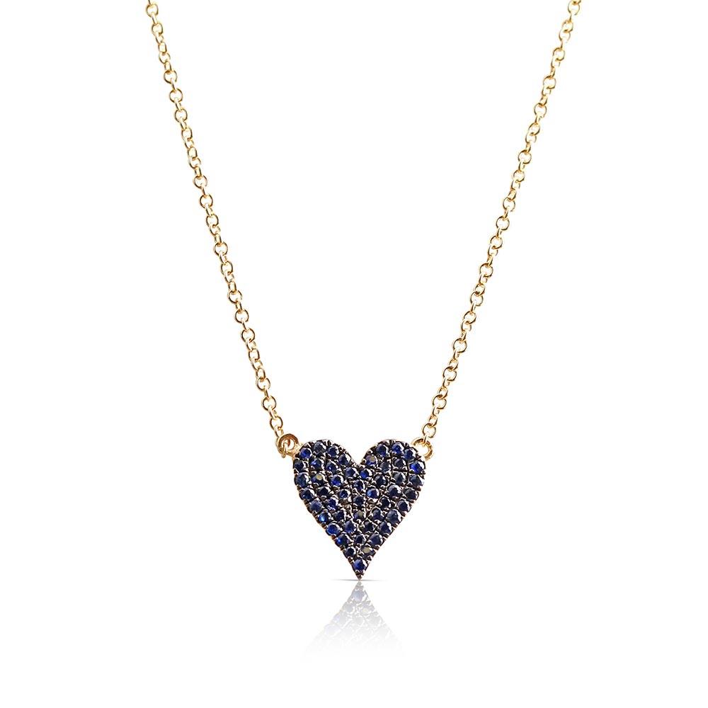 SAPPHIRE AND DIAMOND HEART NECKLACE