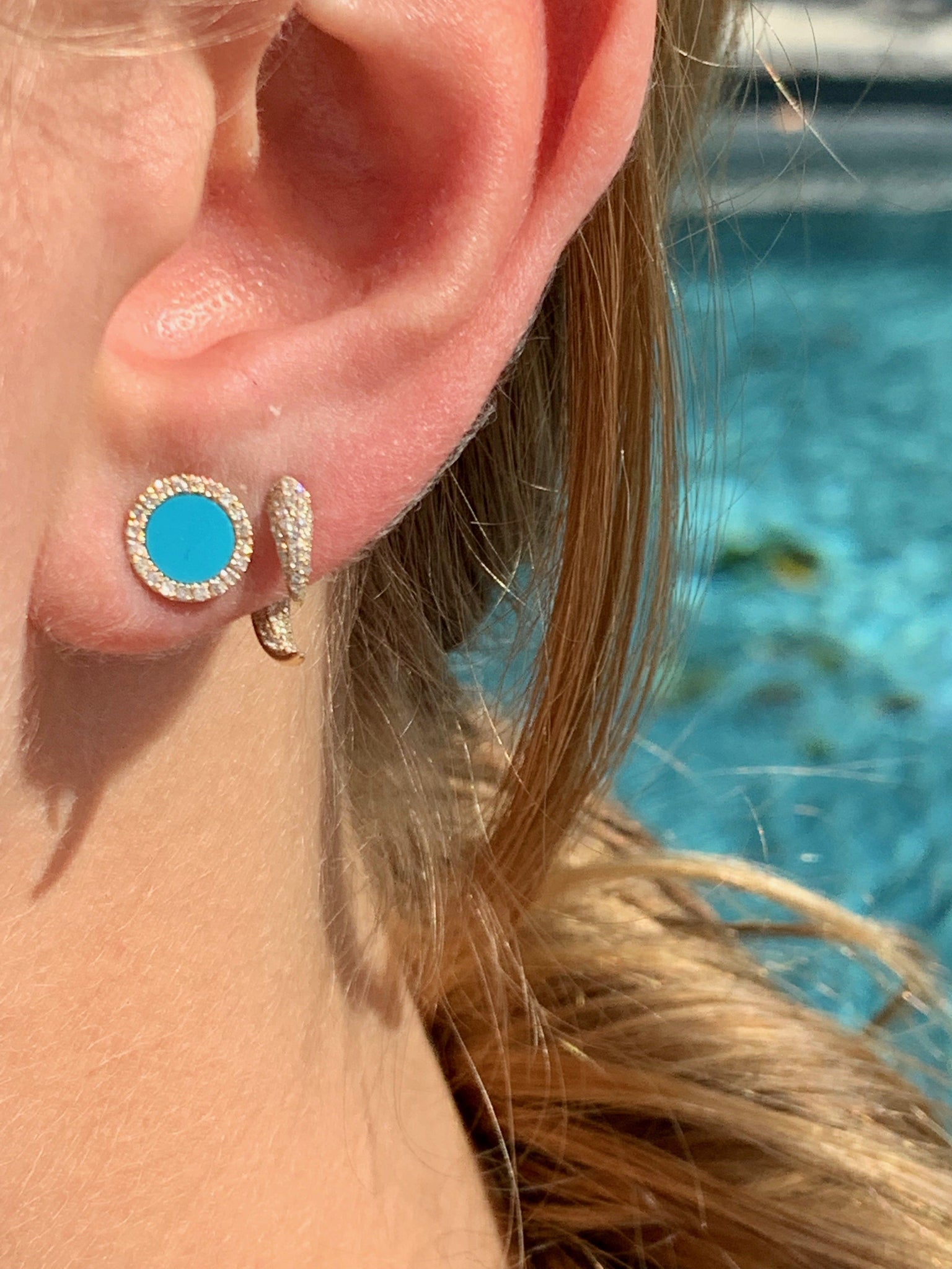 LARGE EMILY TURQUOISE AND DIAMOND EARRINGS