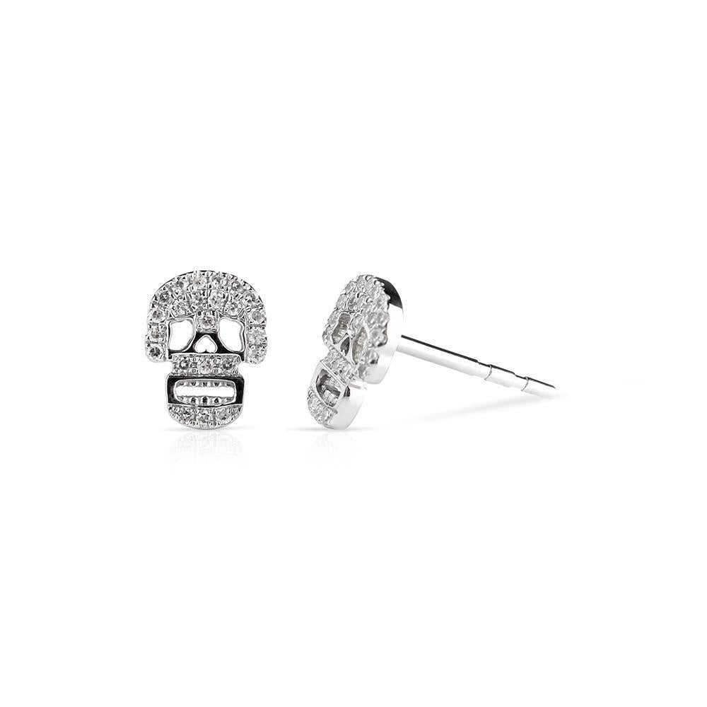 WHITE DIAMOND SKULL STUDS
