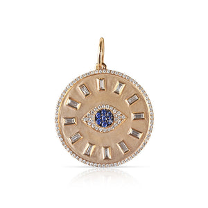 DIAMOND AND SAPPHIRE EVIL EYE TALISMAN PENDANT
Large Peace & Protection Baguette Diamond Talisman
Baguette Diamond Peace & Protection Talisman
Large Diamond Peace Talisman
Protection Talisman with Baguette Diamonds
Peace and Protection Diamond Talisman
Diamond talisman
Peace talisman
Protection charm
Baguette diamond
Fine jewelry
Luxury pendant
Statement necklace
Designer charm
Custom amulet
Handcrafted Large Peace & Protection Talisman with Baguette Diamonds for Women