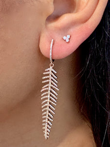 DIAMOND FEATHER DROP EARRINGS