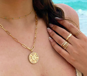 14K GOLD CUBAN CHAIN WITH ENAMEL BEADS