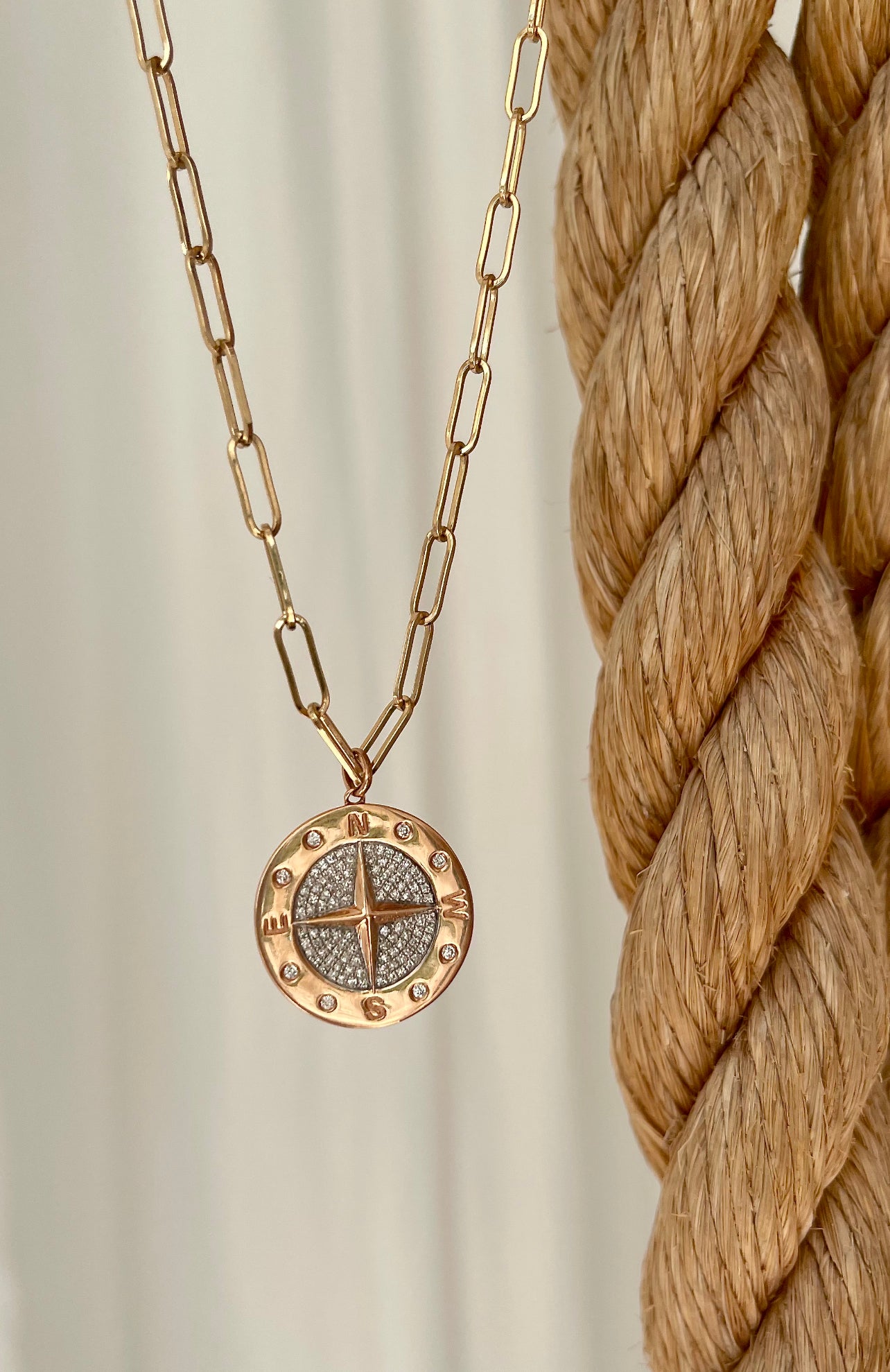 14K GOLD AND DIAMOND COMPASS CHARM