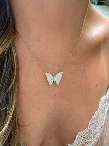 moonstone and diamond butterfly pendant