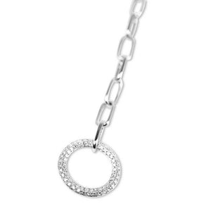 WHITE GOLD PAPERCLIP LARIAT WITH DIAMOND CLASP