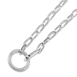 WHITE GOLD PAPERCLIP CHAIN WITH DIAMOND CLASP