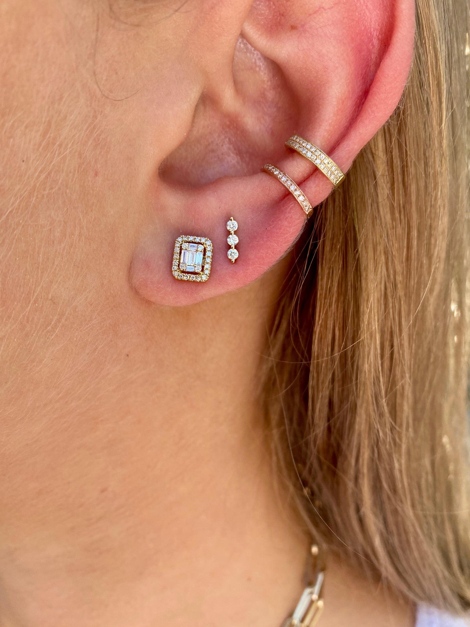 MIA TRIPLE DIAMOND BAR EARRINGS