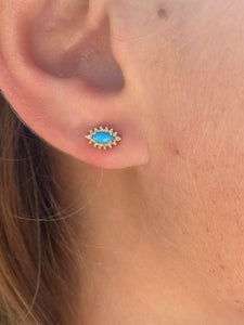 PIPER DIAMOND AND TURQUOISE MARQUIS EARRINGS