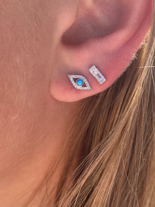 DIAMOND EVIL EYE EARRINGS WITH TURQUOISE