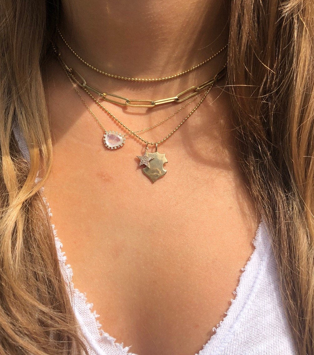 SOLID 14k GOLD SHIELD CHARM