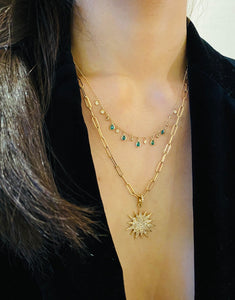 EMERALD AND DIAMOND TEARDROP NECKLACE