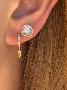 VICTORIA SLICED DIAMOND EARRINGS WITH PAVÉ SURROUNDING