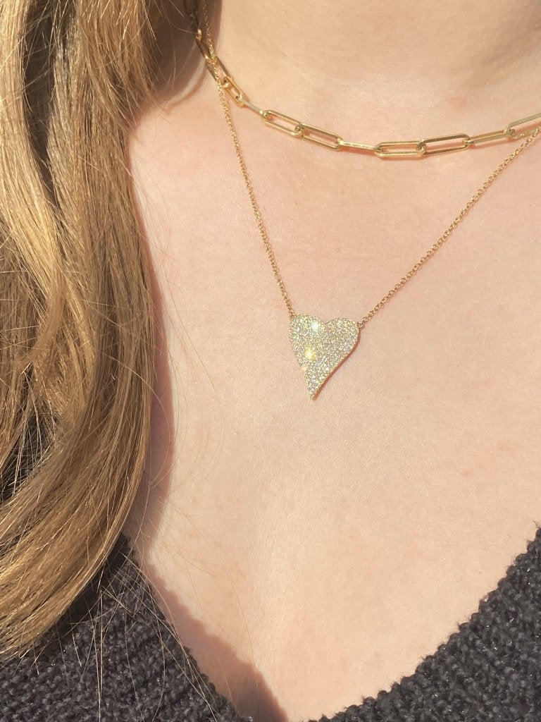LARGE DIAMOND HEART NECKLACE IN 14K GOLD