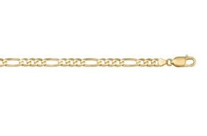 3.9 MM 14K SOLID GOLD FIGARO LINK CHAIN 