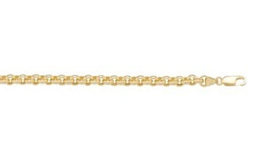 3.8 MM 14K GOLD HOLLOW LINK ROLO CHAIN