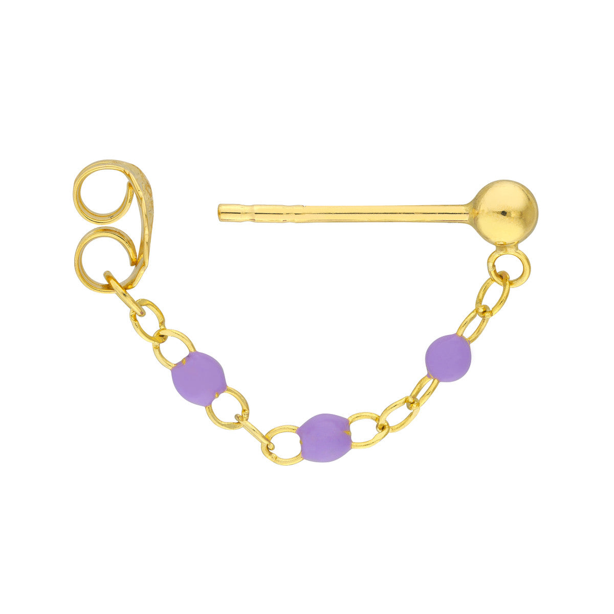 14K GOLD ENAMEL BEAD CHAIN EARRINGS